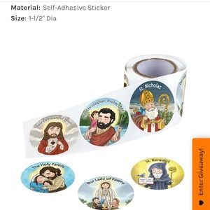 2 rolls of 100 Catholic Christian religious mini saints stickers for children